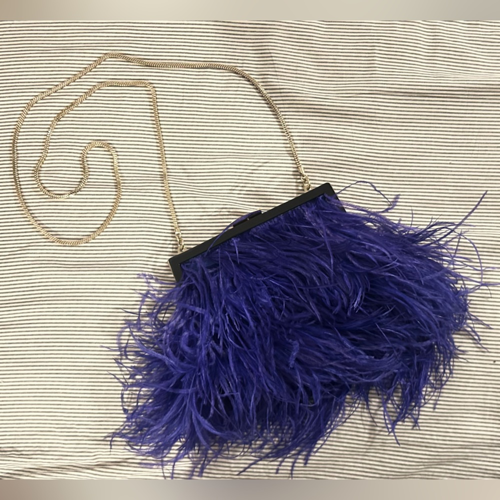 kate spade Purple Feather Chain Strap Clutch